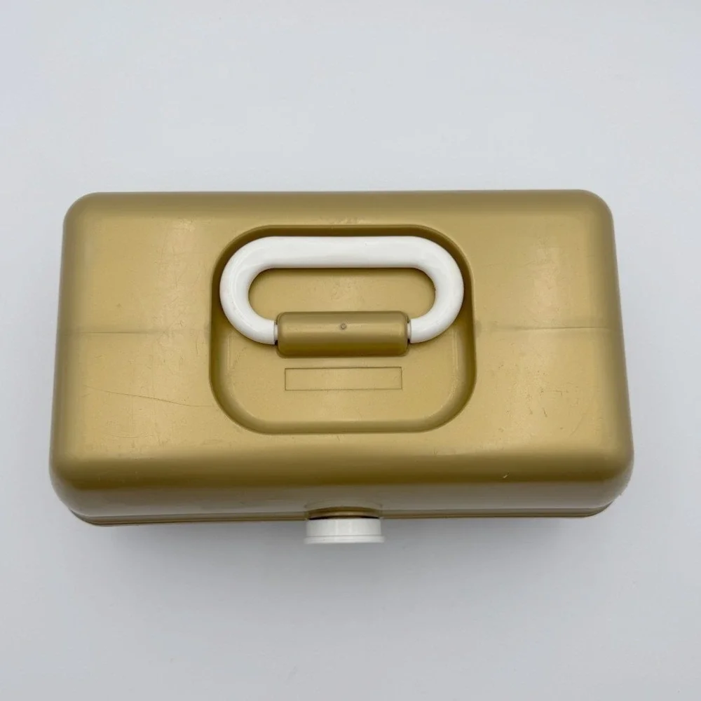 Vintage 90's Caboodles 2 Tier Makeup Travel Case‎ Organizer Vanity Mirror Gold